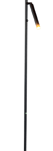 Vloerlamp Flute 2lichts mat zwart/mat zwart met Falcon zwarte kap
