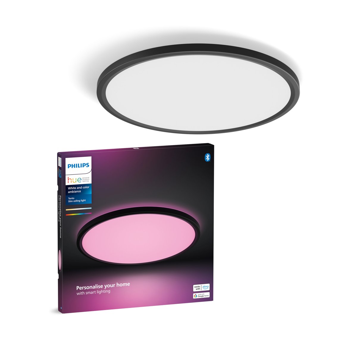 Philips Hue Tento plafondlamp Zwart Rond Ø43 cm – W/CA - Afbeelding 2