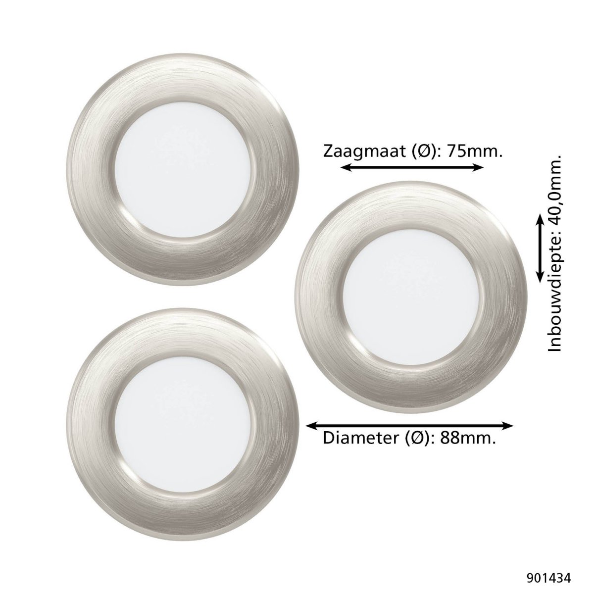 Connect.Z Inbouwspot Fueva 6-Z Nikkel 3-pack Ø9 cm - Afbeelding 8