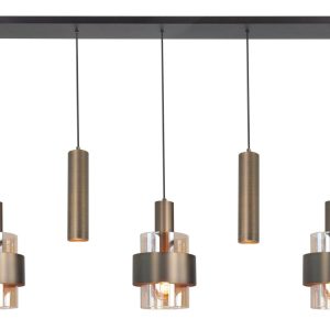 Hanglamp Marrone 5-lichts Recht Brons/Amber