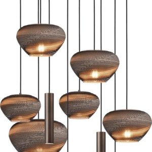 Hanglamp Cartone 10-lichts Cacao Rond 70 cm