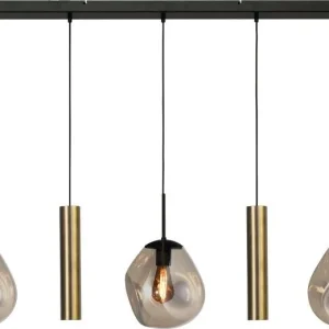 Hanglamp Lava 5-lichts mat zwart/mat zwart 130x8cm