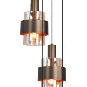 Hanglamp Marrone 5-lichts Rond Brons/Amber
