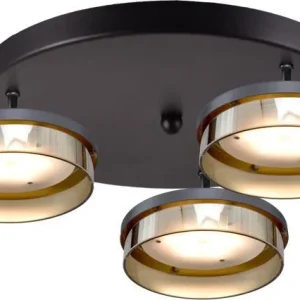 Plafondlamp Imperia 3lichts zwart nikkel Ø35cm
