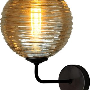 Wandlamp Quinto Uplight Zwart met Smoke Glas no. 6