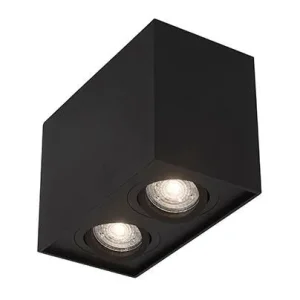 Opbouwspot Sandy zwart dubbel 16 x 8 cm