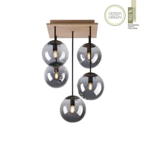 Plafondlamp Green Widow 5-lichts Hout