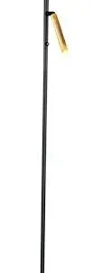 Vloerlamp Flute 2lichts mat zwart/mat goud met Falcon brons kap